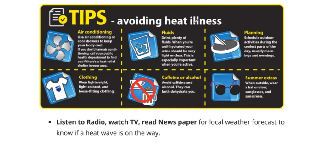 Tips avoiding heat iliness